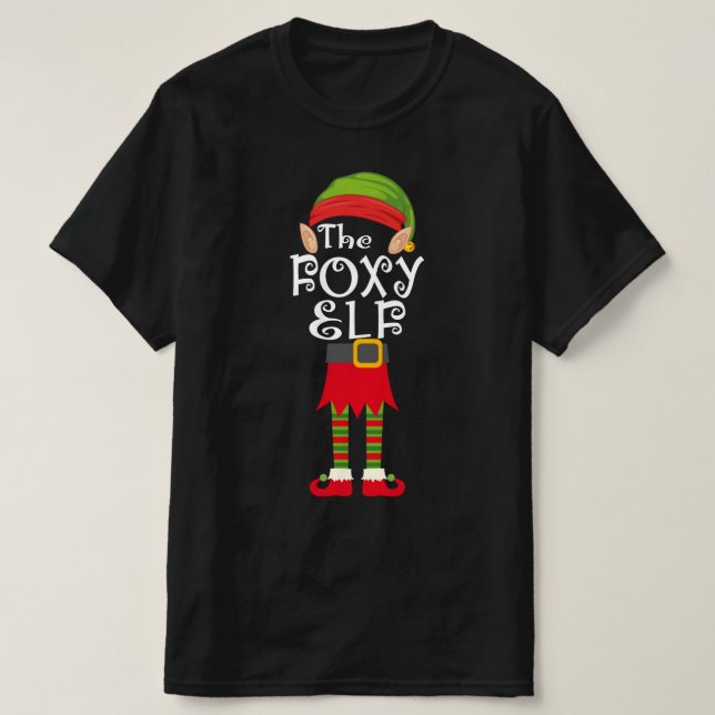 Camiseta navidades que emparejan familia foxy elf (Diseño del anverso)