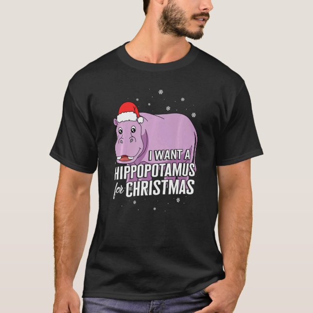 Camiseta Navidades Que Quiero Un Hipopótamo Para Los Navida (Anverso)