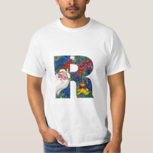 CAMISETA NAVIDADES R LETTER / SANTA CLAUS CON RIBBON ROJO
