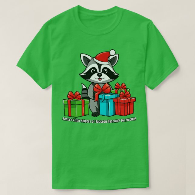 Camiseta Navidades Raccoon Santas Pequeños ayudantes o Racc (Diseño del anverso)