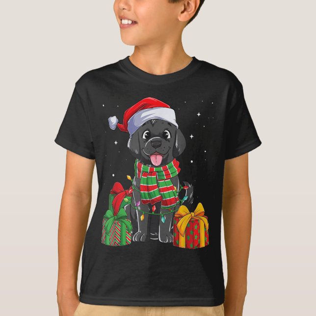 Camiseta Navidades recuperadores de Labrador negro iluminan (Anverso)