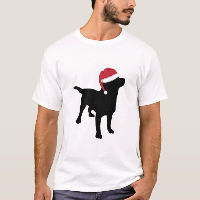 Camiseta Navidades recuperadores de Labrador negro Santa (Anverso)