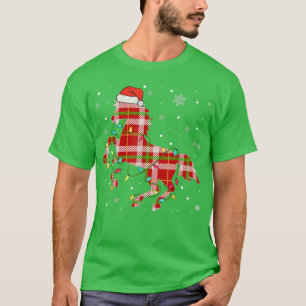 Camiseta Navidades Red Buffalo Plaid Pajama Horse Santa Hat