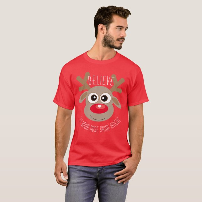 Camiseta Navidades Red Cute Personalizado Reindeer Diversió (Anverso completo)
