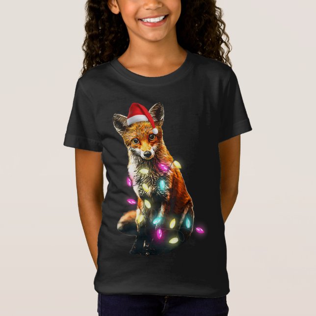 Camiseta Navidades Red Fox Lover Xmas Perro Árbol Santa Hat (Anverso)