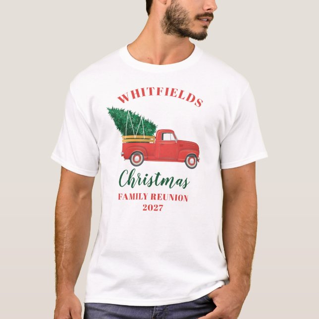 Camiseta Navidades Red Truck Familia Reunión Personalizado (Anverso)