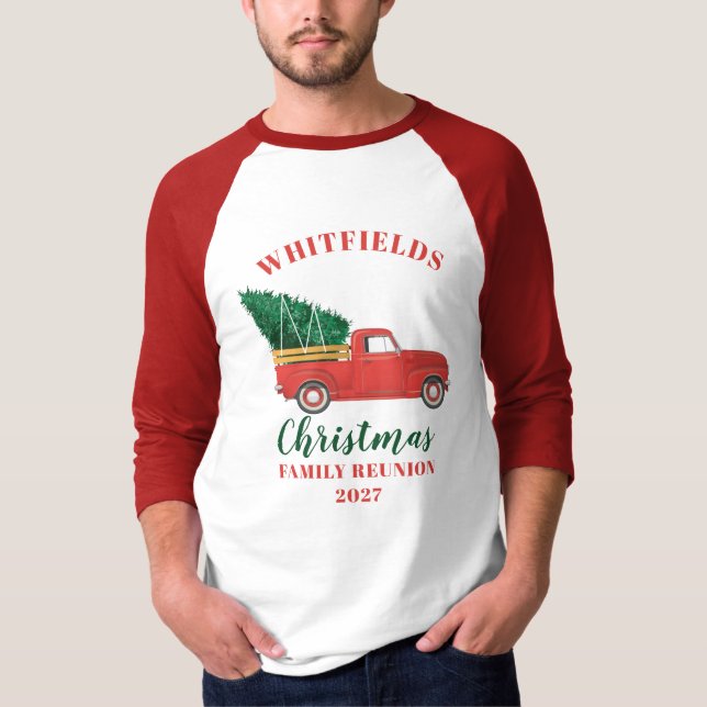 Camiseta Navidades Red Truck Familia Reunión Personalizado (Anverso)
