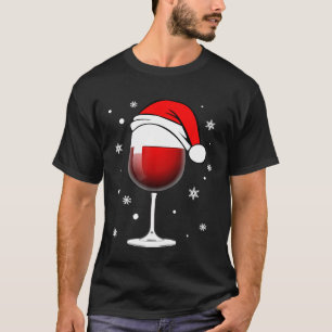 Camiseta Navidades Red Wine Glass Santa Hat para los amante