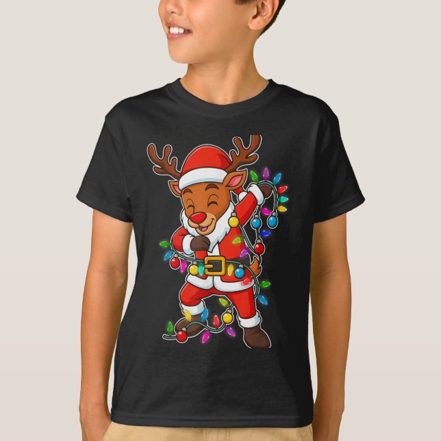 Camiseta Navidades Reindeer Dabbing enciende Santa Xmas par (Anverso)