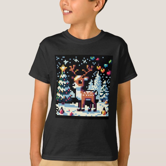 Camiseta Navidades Reindeer Winter Wonderland Pixel Art (Anverso)