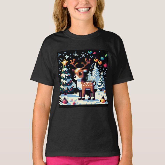 Camiseta Navidades Reindeer Winter Wonderland Pixel Art (Anverso)