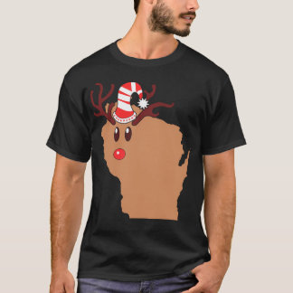Camiseta Navidades Reindeer Wisconsin Reindeer Head Antlers