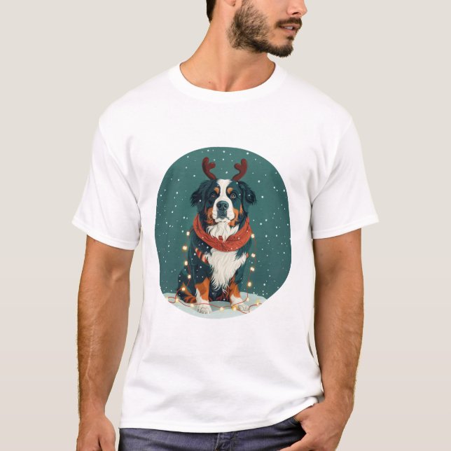 Camiseta Navidades reno Perro de montaña Bernese (Anverso)