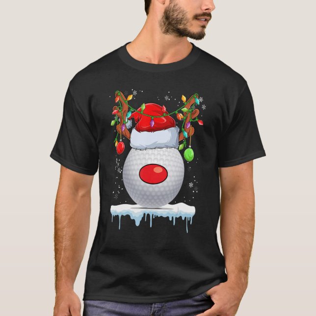 Camiseta Navidades Renos de Golf Santa Hat Light Xmas Boys (Anverso)