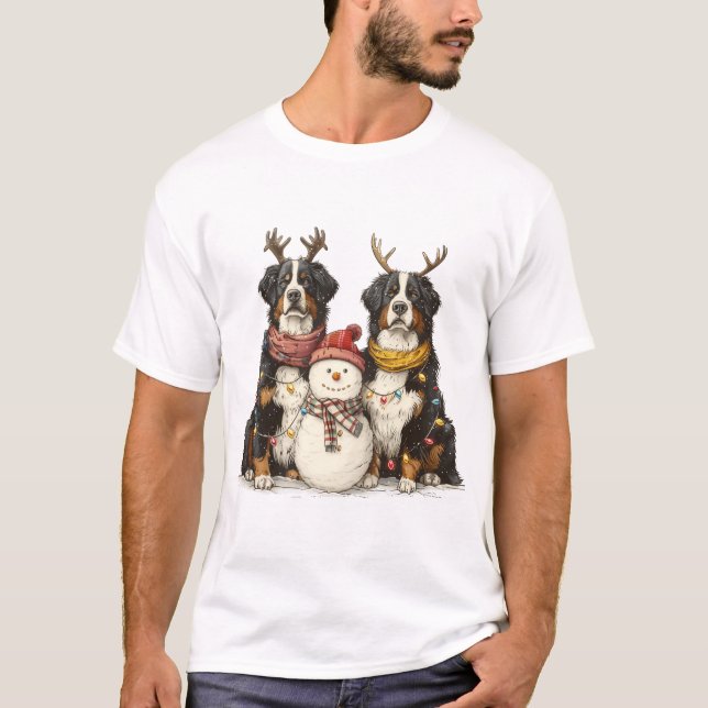 Camiseta Navidades renos Perros de montaña Bernese (Anverso)
