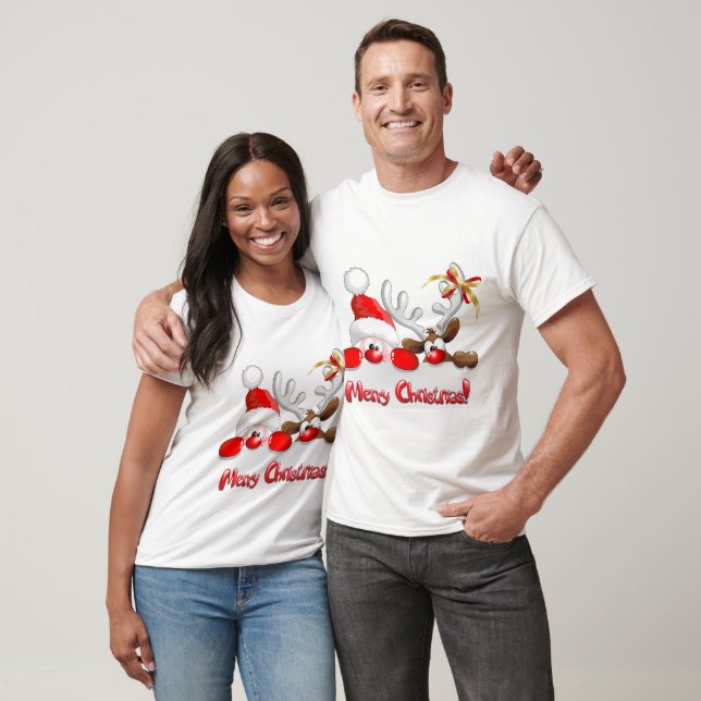 Camiseta Navidades renos y snowman (Unisexo)