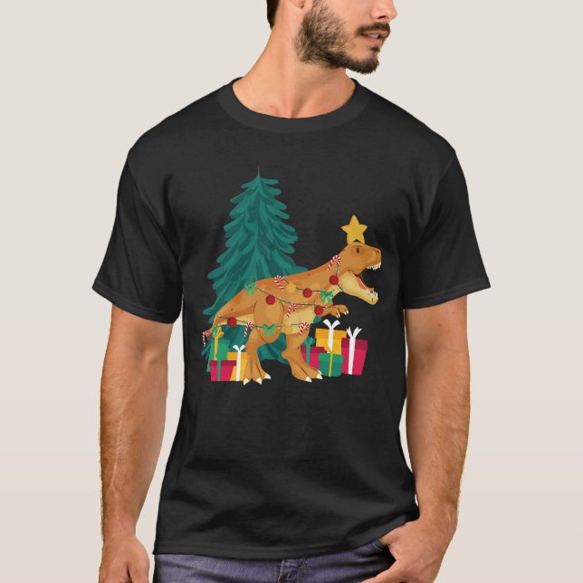 Camiseta Navidades retratan divertidos dinosaurios de Navid (Anverso)