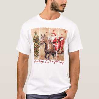 Camiseta Navidades retro Cowboy Howdy Santa Western Vintage