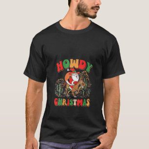 Camiseta Navidades retro Cowboy Santa Claus Xmas Howdy Ligh
