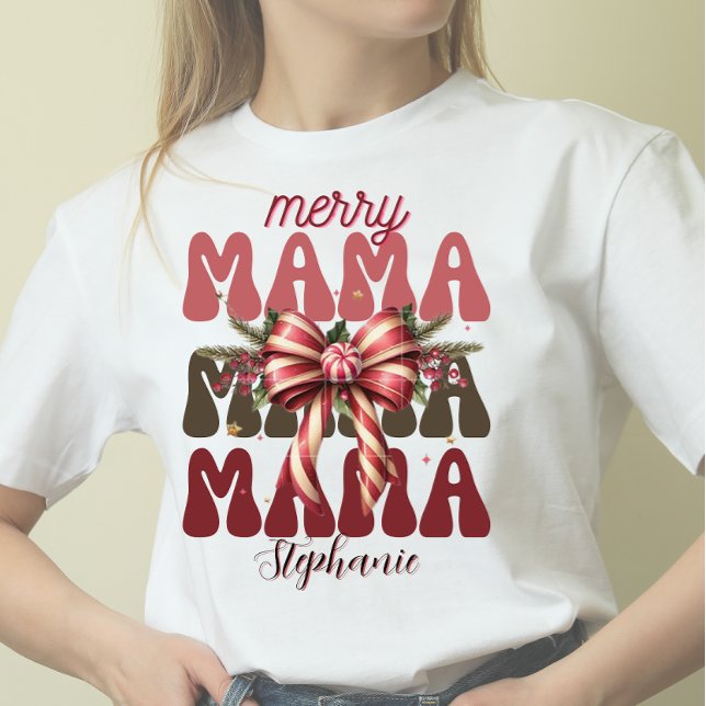 Camiseta Navidades retro de alegre mamá personalizada arco (Subido por el creador)