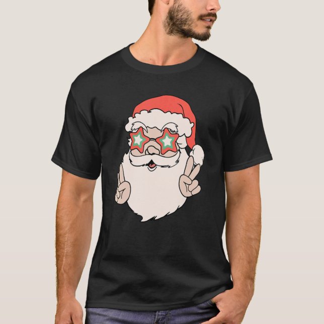 Camiseta Navidades retro de gafas de sol de Santa Claus div (Anverso)