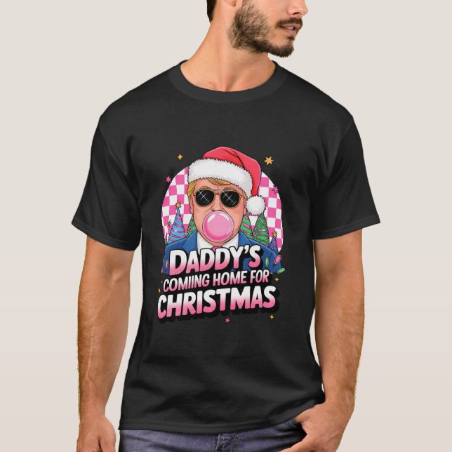 Camiseta Navidades retro de gafas de sol de Santa Trump gra (Anverso)
