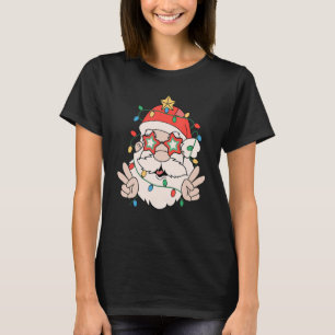 Camiseta Navidades retro de gafas Santa Claus Luces navideñ