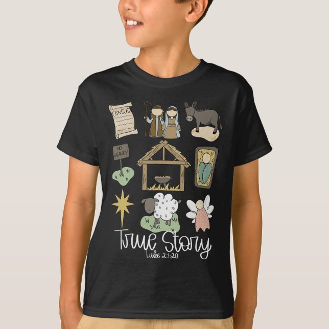 Camiseta Navidades retro de historia verdadera cristiana Xm (Anverso)