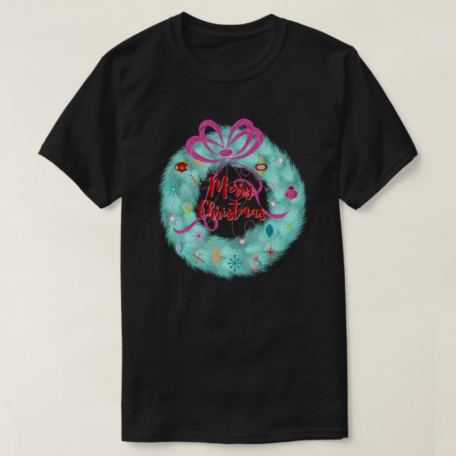 Camiseta Navidades retro de la guerra verde azulada (Diseño del anverso)