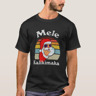 Camiseta Navidades Retro de Mele Kalikimaka Santa Shaka Haw