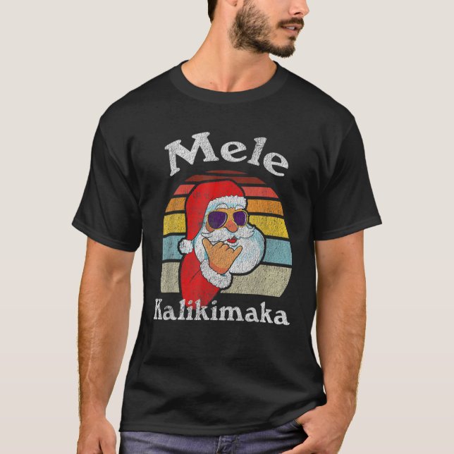 Camiseta Navidades Retro de Mele Kalikimaka Santa Shaka Haw (Anverso)