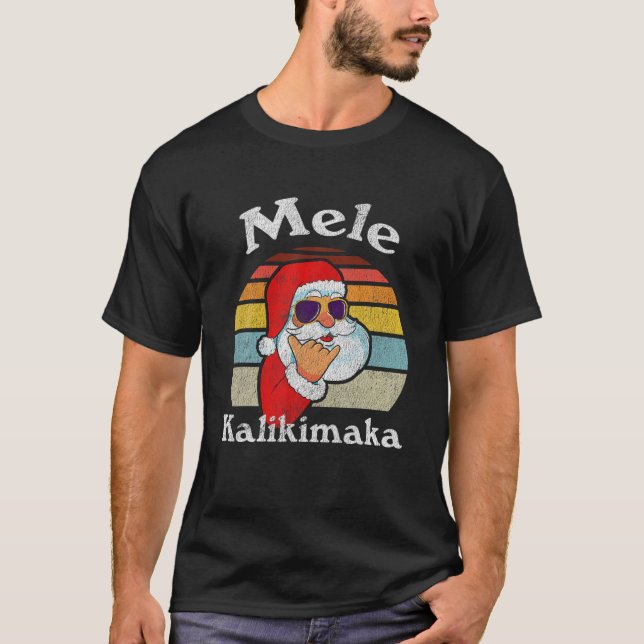 Camiseta Navidades Retro de Mele Kalikimaka Santa Shaka Haw (Anverso)