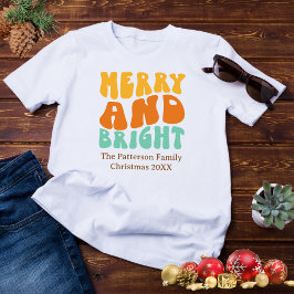 Camiseta Navidades retro de wavy merry y brillantes hombres