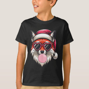 Camiseta Navidades Retro Fox Santa Hat Bombilla con