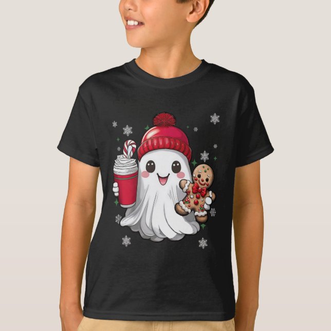 Camiseta Navidades Retro Ghost Beanie Navidad Café G (Anverso)