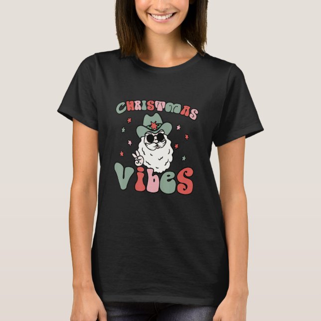 Camiseta Navidades retro groovic vibes la linda santa claus (Anverso)