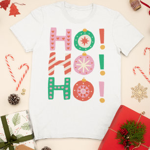 Camiseta Navidades Retro Hand-Drawn Ho Ho Ho Ho Ho Ho