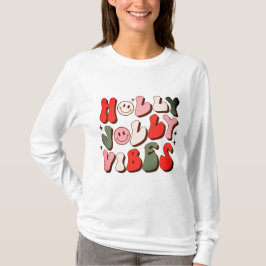 Camiseta Navidades Retro Holly Jolly Vibes Festividades de