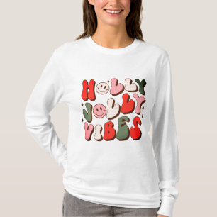 Camiseta Navidades Retro Holly Jolly Vibes Festividades de 