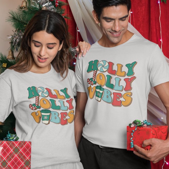 Camiseta Navidades Retro Holly Jolly Vibes T-Shirt (Subido por el creador)
