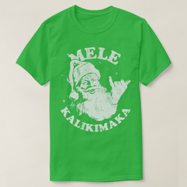 Camiseta Navidades retro Mele Kalikimaka Santa Shaka Hawaii (Diseño del anverso)