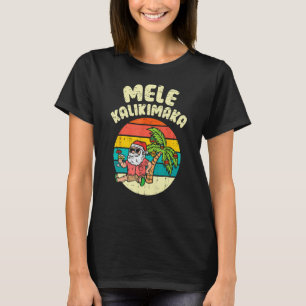 Camiseta Navidades retro Mele Kalikimaka Santa Shaka Hawaii