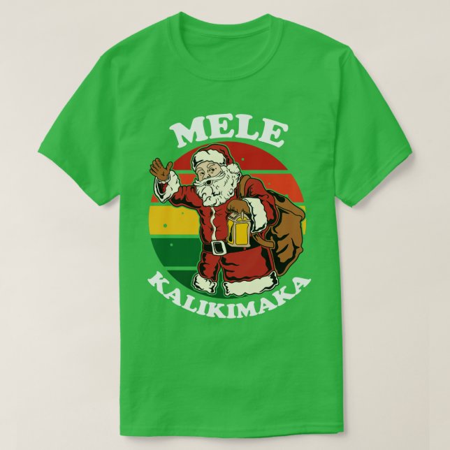 Camiseta Navidades retro Mele Kalikimaka Santa Shaka Hawaii (Diseño del anverso)