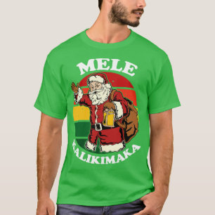 Camiseta Navidades retro Mele Kalikimaka Santa Shaka Hawaii