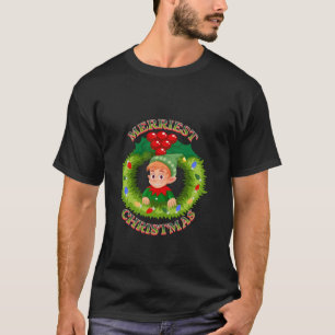 Camiseta Navidades retro-merriest Merry Elf Wreath Lights H