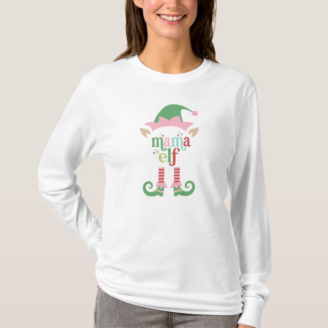 Camiseta Navidades Retro Pastel | Mama Elf | Familia (Anverso)