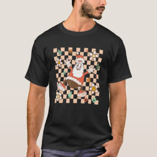 Camiseta Navidades Retro Santa Claus Checkered Groovy Flow