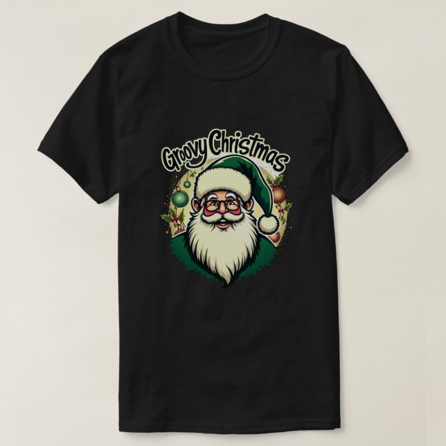 Camiseta Navidades Retro Santa - Groovy Holiday Style (Diseño del anverso)