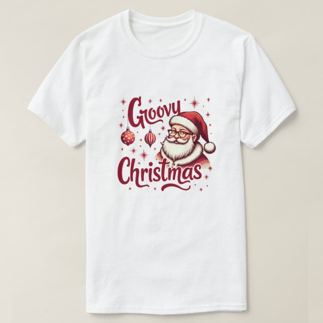 Camiseta Navidades Retro Santa - Groovy Holiday Style (Diseño del anverso)