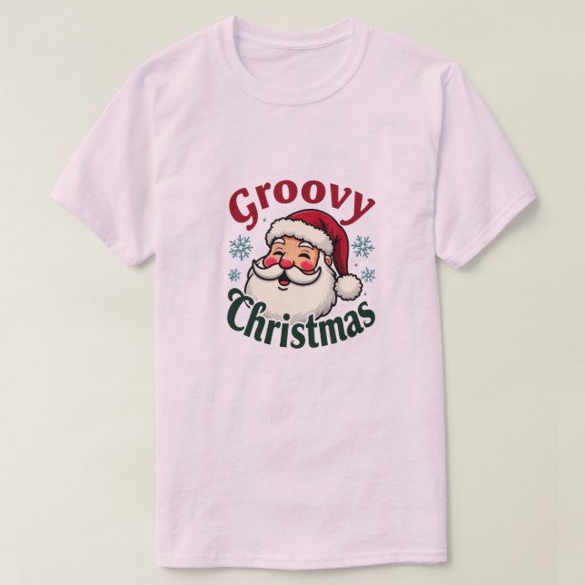 Camiseta Navidades Retro Santa - Groovy Holiday Style (Diseño del anverso)